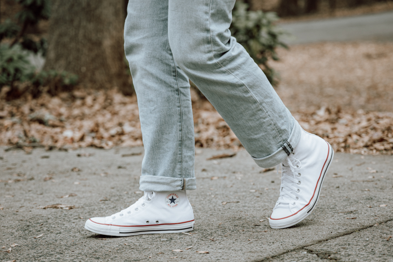 Converse All Star crisp white on concrete