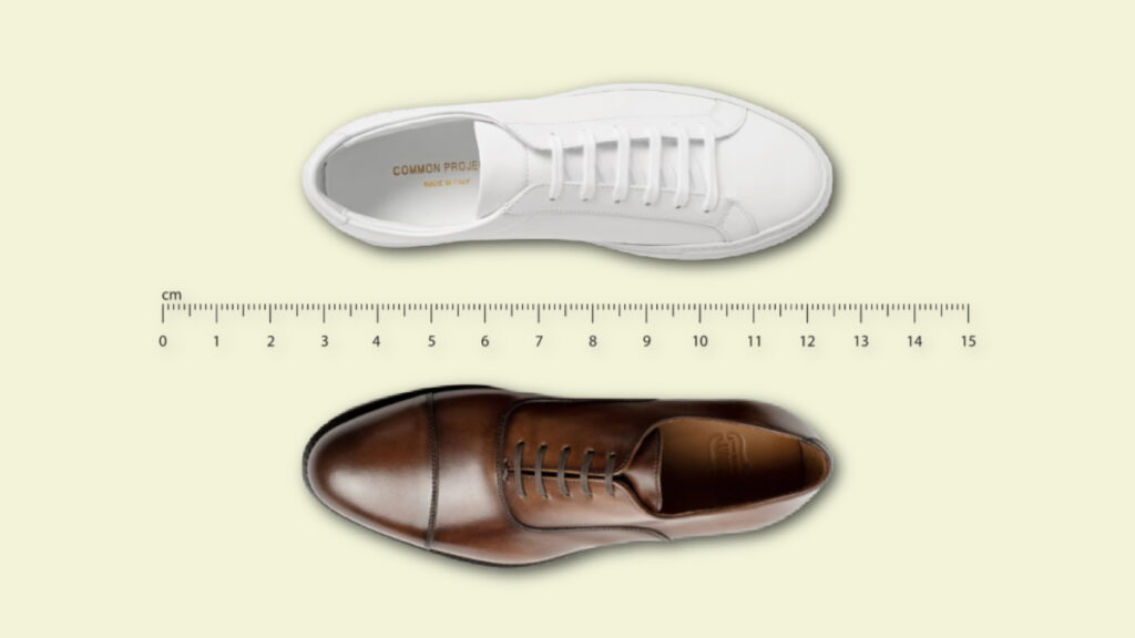 dress shoe size vs sneaker size - Common Projects Original Achilles, Thursday Chairman & measure tape