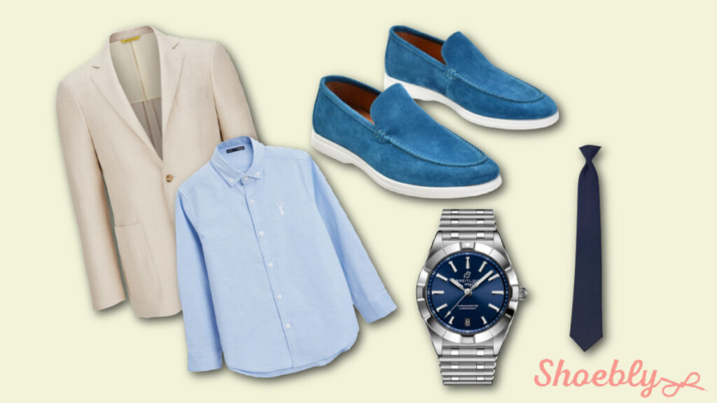 styling blue shoes with accessories in summer