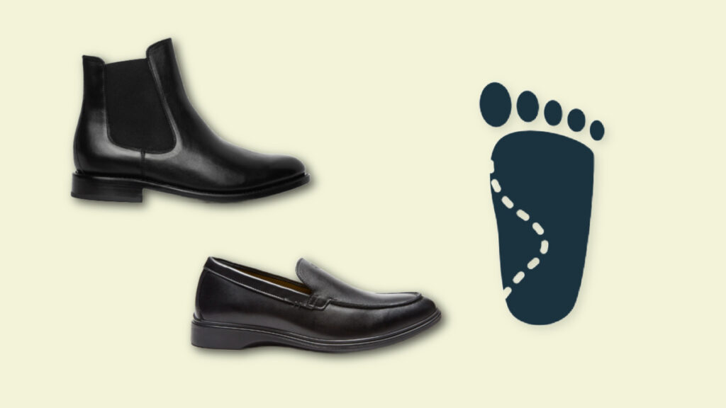best dress shoes for flat feet - Thursday Boots Cavalier, Amberjack Loafer & a flat foot vector