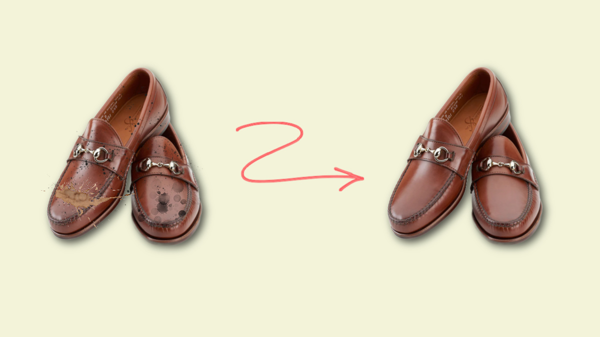 how to clean dress shoes - before after results of cleaning dress shoes like a pro